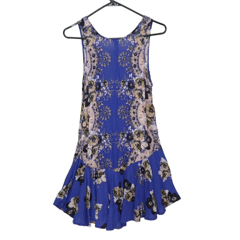 Free People‎ Intimately Dobby Dot Flouncy Dress Size XS Blue Boho